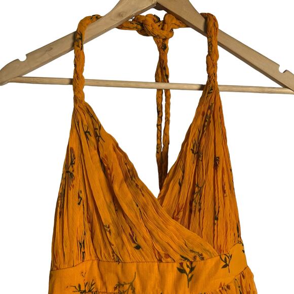 Guapa Anthropologie Orange Pinar Layered Halter Sleeveless Maxi Dress Size 14 - Picture 3 of 12